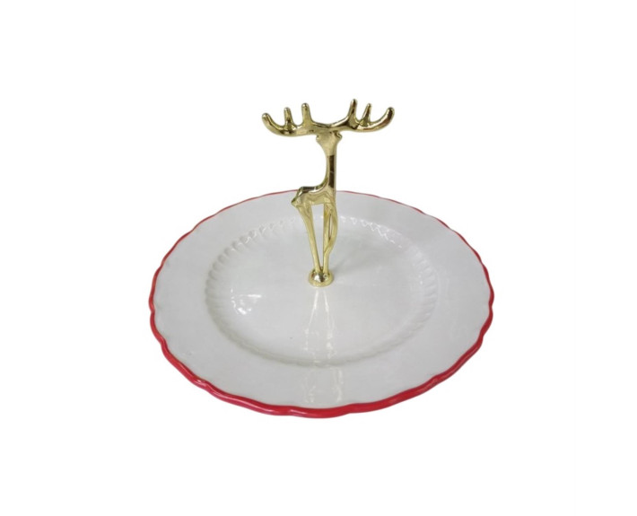 Блюдо LED NY DEER /кругл. 22 см з декор.ручкою