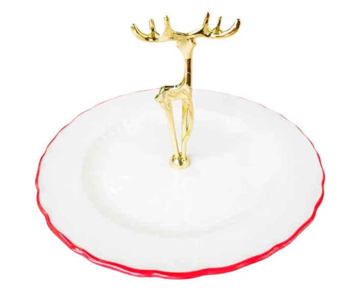 Блюдо LED NY DEER /кругл. 22 см з декор.ручкою