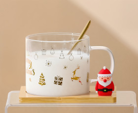 Чашка LED NY SANTA на бамб.підст.ложка/280 мл в уп.