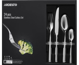Набір столових приборів Ardesto Black Mars Bordeaux, 24 прибори,нержавіюча сталь