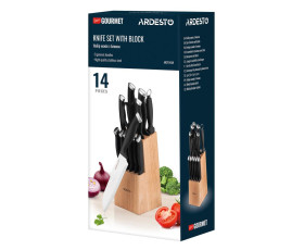 Набор ножей с блоком Ardesto Gemini Gourmet. 14 предметов, нержавеющая сталь, пластик, каучук