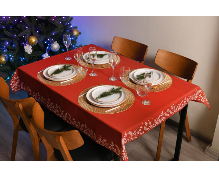 Скатерть Ardesto Happy Holidays 140х180см, 90% полиэстер, 10% хлопок, красный