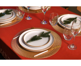 Скатертина Ardesto Happy Holidays 140х180см, 90% поліестер,10% бавовна,червоний
