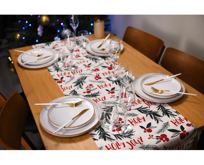 Ранер Ardesto Happy Holidays 40х140см, 90% поліестер,10% бавовна,білий гостролист