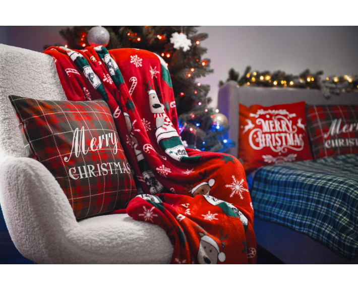 Подушка декор.Ardesto Happy Holidays 45х45см,100% поліестер,клітинка зелено-червона