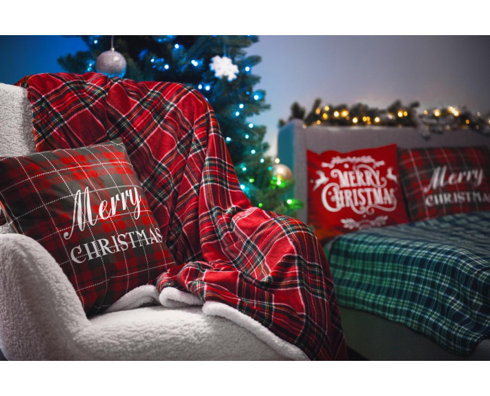 Подушка декор.Ardesto Happy Holidays 45х45см,100% поліестер,клітинка зелено-червона