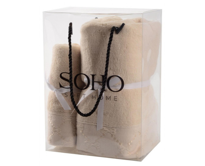 Набір  рушників 35*75+70*140см бавовна 100% Bow Cream SOHO