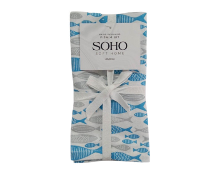 Набір рушників 40*40см бавовна 100% Fish 4 шт. SOHO