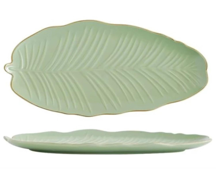 Блюдо LIMITED EDITION LEAF GREEN GOLD / 30x16.8 см /овальне