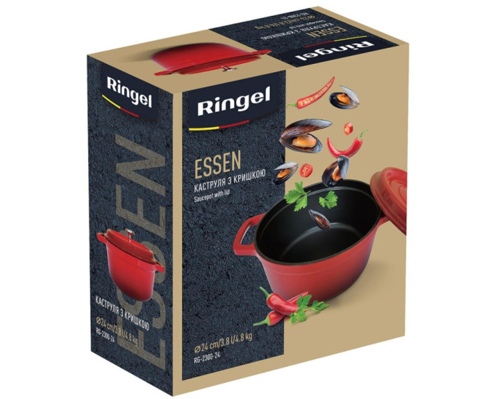 Каструля 24 см (3.8 л) з кришкою RINGEL Essen