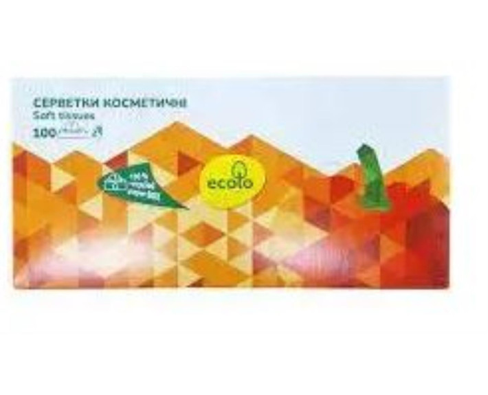 Серветки космет. 100л "ЕКОЛО"  2сл. білі  ПЕНАЛ