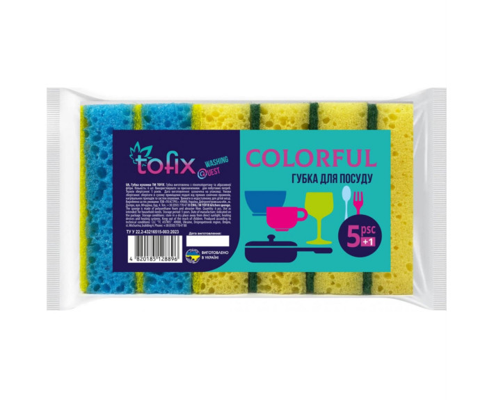 Губка кухонна TOFIX 5+1шт пориста
