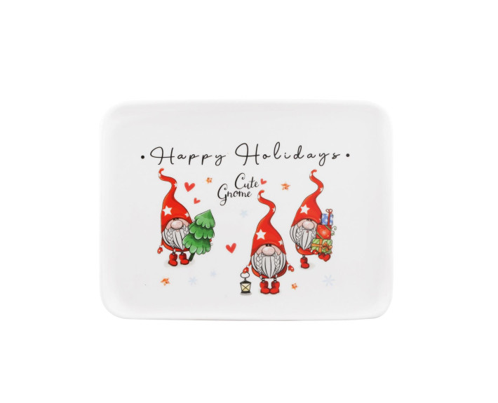 Блюдо Ardesto Christmas Gnomes, 20х15см, порцеляна, прямокутна