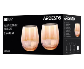 Набір склянок низьких Ardesto Black Mars Amber 480мл, 2шт, скло, золотистий