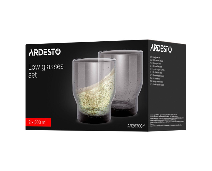 Набір склянок низьких Ardesto Bubble 300мл, 2шт, скло, зелений