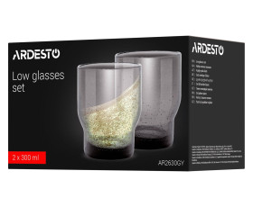 Набор стаканов низких Ardesto Bubble 300мл, 2шт, стекло, зеленый