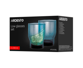 Набір склянок низьких Ardesto Bubble 300мл, 2шт, скло, синій
