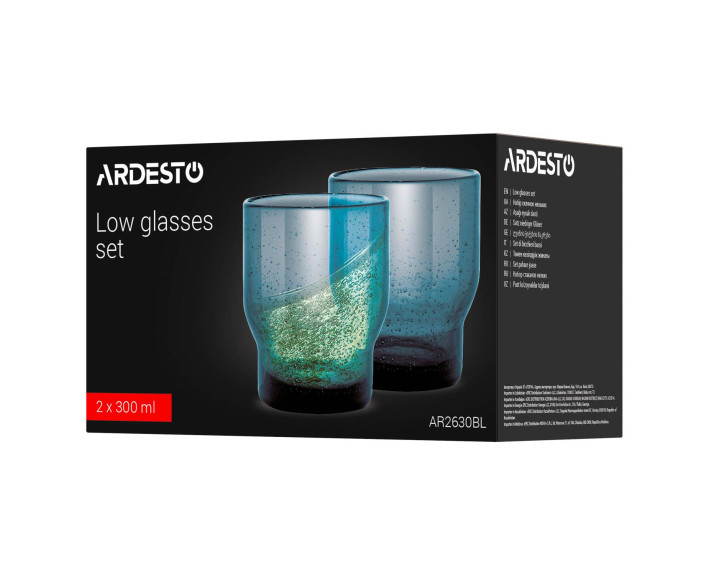 Набор стаканов низких Ardesto Bubble 300мл, 2шт, стекло, синий