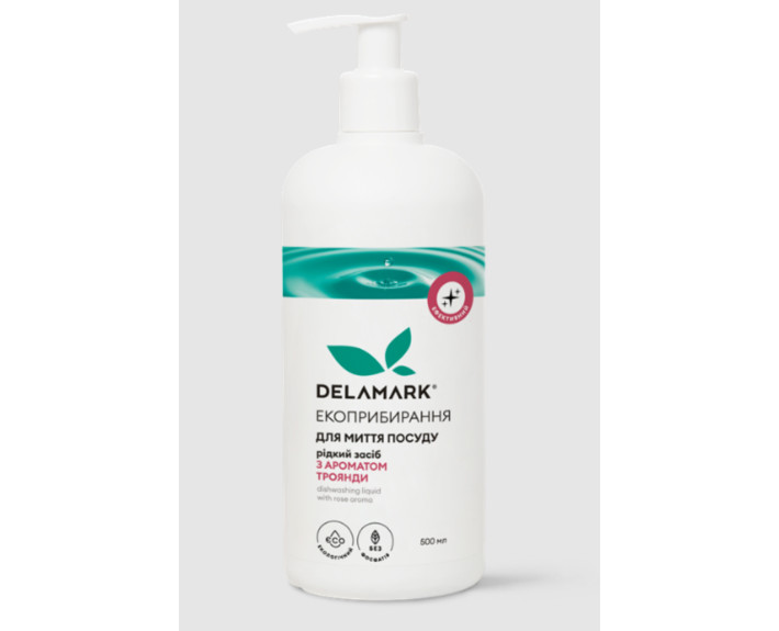 Зас д/миття пос. з ефірним маслом троянди 0,5л Delamark