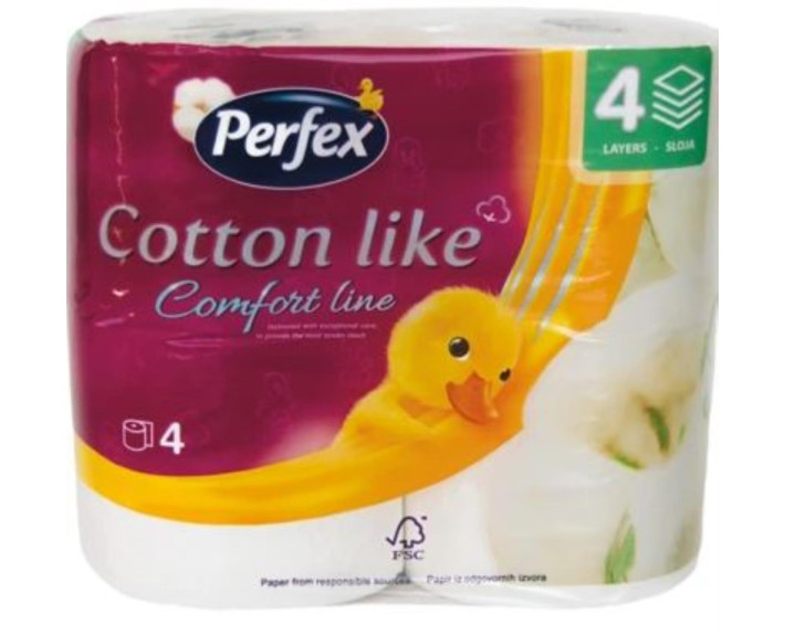 Туалетная бумага Cotton Comfort 4 слоя 4 шт Perfex