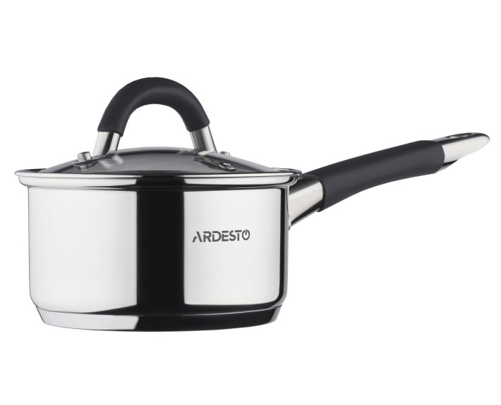 Ківш зі скляною кришкою Ardesto Gemini Salerno, 1.6л, нержавіюча сталь, силікон