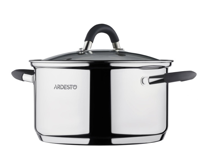 Каструля зі скляною кришкою Ardesto Gemini Salerno, 2.3л, нержавіюча сталь, силікон