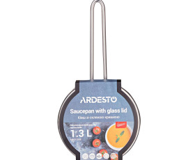Ківш зі скляною кришкою Ardesto Gemini Liguria, 1.3л, нержавіюча сталь