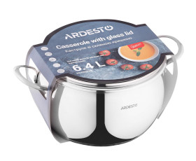 Каструля зі скляною кришкою Ardesto Gemini Liguria, 6.4л, нержавіюча сталь