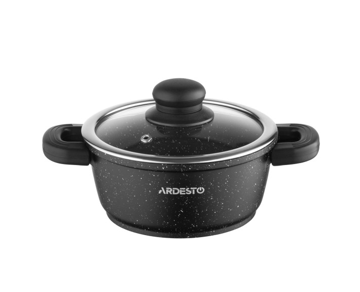 Кастрюля с стеклянной крышкой Ardesto Gemini Anzio, 1.2л, алюминий, черный