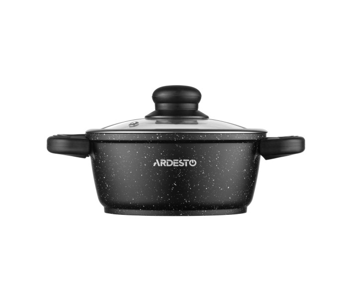 Кастрюля с стеклянной крышкой Ardesto Gemini Anzio, 1.2л, алюминий, черный