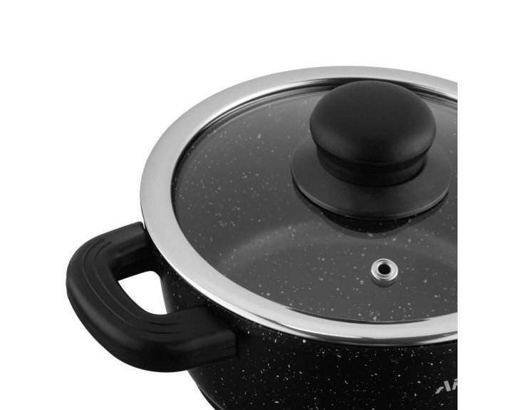 Кастрюля с стеклянной крышкой Ardesto Gemini Anzio, 1.2л, алюминий, черный