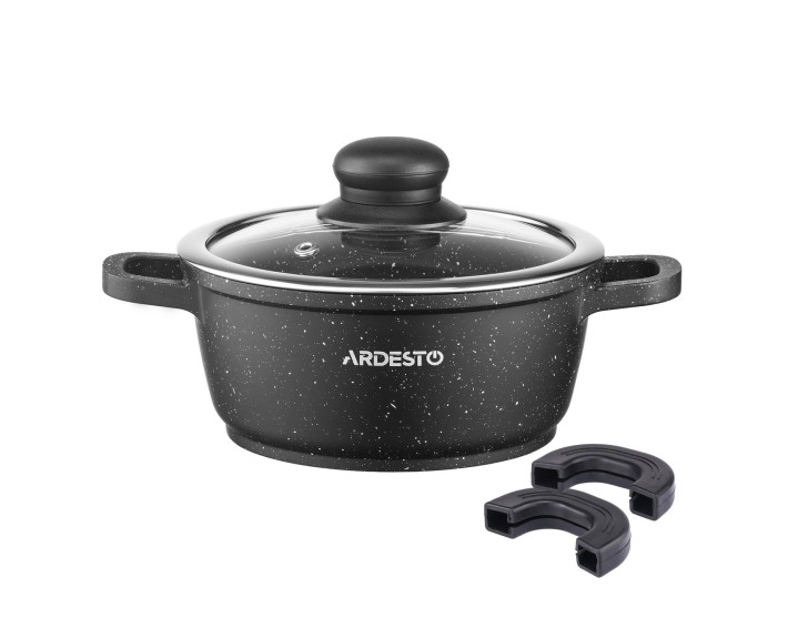Кастрюля с стеклянной крышкой Ardesto Gemini Anzio, 1.2л, алюминий, черный
