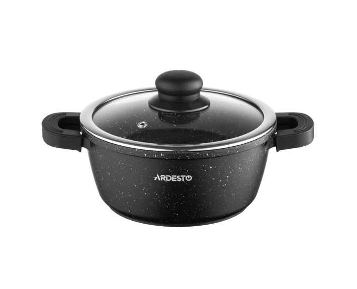 Кастрюля с стеклянной крышкой Ardesto Gemini Anzio, 1.8л, алюминий, черный