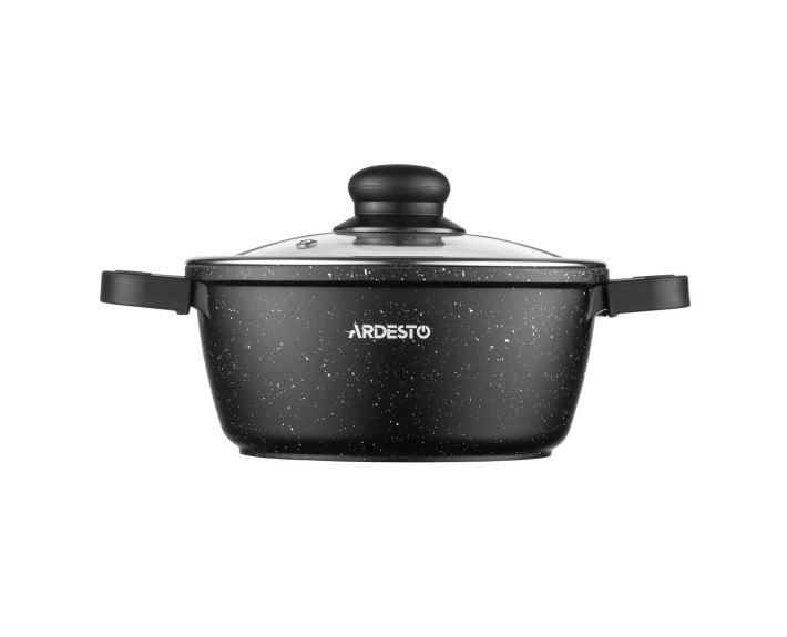 Кастрюля с стеклянной крышкой Ardesto Gemini Anzio, 1.8л, алюминий, черный