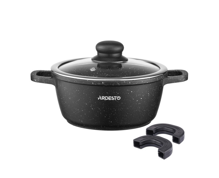 Кастрюля с стеклянной крышкой Ardesto Gemini Anzio, 1.8л, алюминий, черный