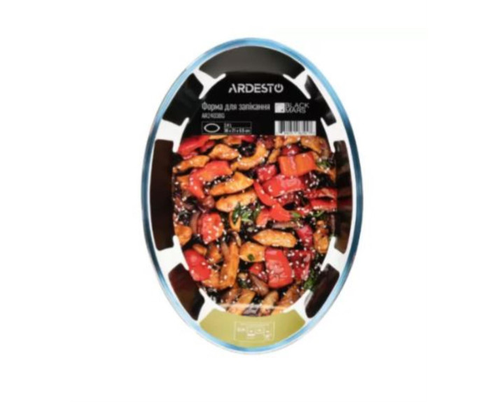 Форма для запекания Ardesto Black Mars, 30х21х6.5см, боросиликатное стекло, овальная, прозрачная