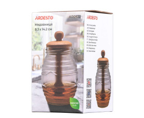 Медовниця Ardesto Midori 500мл, 8.3х14.2см, бамбук, скло