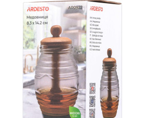 Медовниця Ardesto Midori 500мл, 8.3х14.2см, бамбук, скло