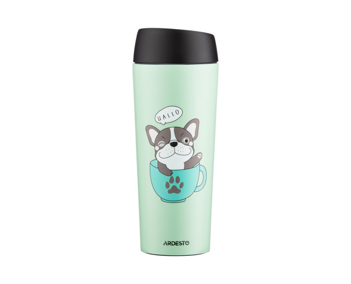 Термокухоль Ardesto Coffee time Frenchie, 450мл, нержавіюча сталь, зелений