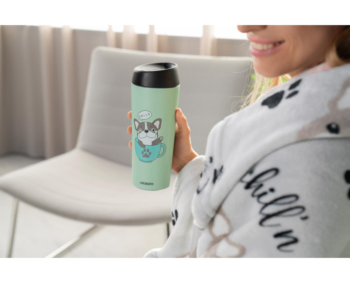 Термокухоль Ardesto Coffee time Frenchie, 450мл, нержавіюча сталь, зелений