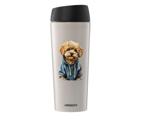 Термокухоль Ardesto Coffee Time Maltipoo 450мл, нержавіюча сталь, бежевий