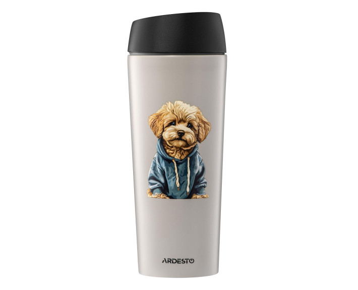 Термокухоль Ardesto Coffee Time Maltipoo 450мл, нержавіюча сталь, бежевий
