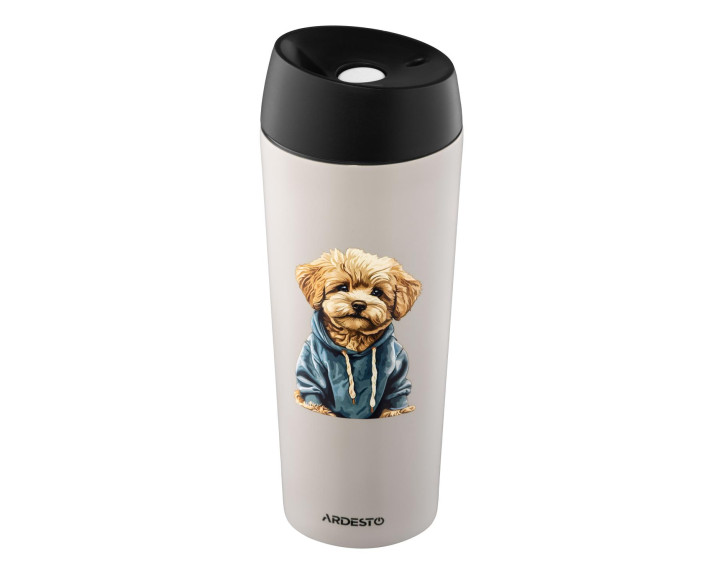 Термокухоль Ardesto Coffee Time Maltipoo 450мл, нержавіюча сталь, бежевий