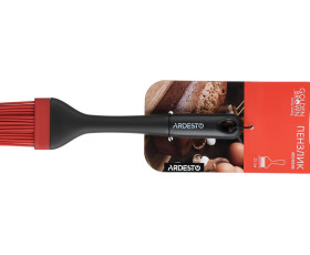 Пензлик Ardesto Golden Brown, 25см, силікон, пластик, чорно-червоний