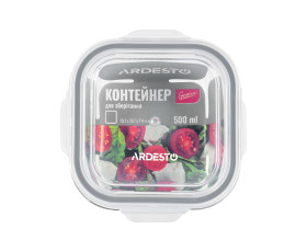 Контейнер для зберігання харчових продуктів Ardesto Gemini, 0.5л, боросилікатне скло, пластик квадр.