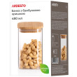 Банка для зберігання Ardesto Midori, 480мл, скло, бамбук, квадратна, прозорий