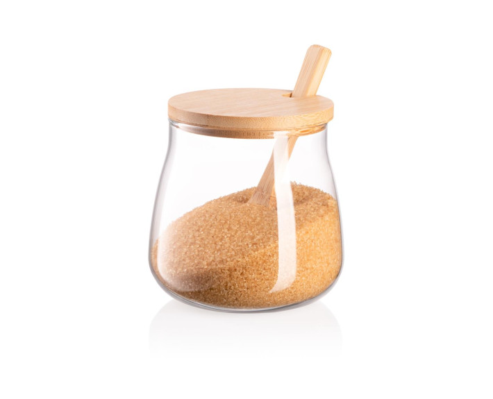 Банка для хранения Ardesto Midori Sugar, 500мл, стекло, бамбук, прозрачный