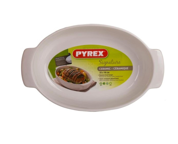 Форма для запекания PYREX SIGNATURE 25x18 см овальная/керамика/белая.