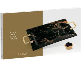 Блюдо VIVA MARBLE BLACK з ручками 35х22.5 см в уп.