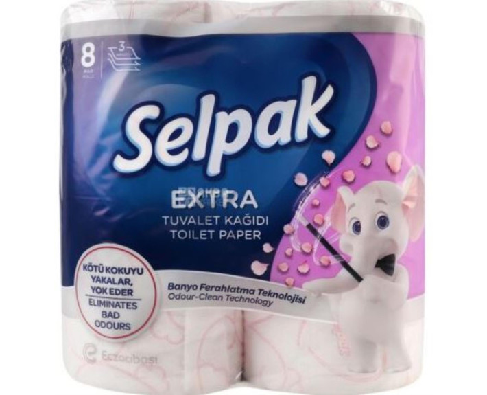 Туалетная бумага белая 8шт //6 Selpak Extra